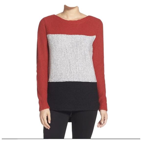 trouve sweater Color Block Red Black And Gray - Picture 1 of 7